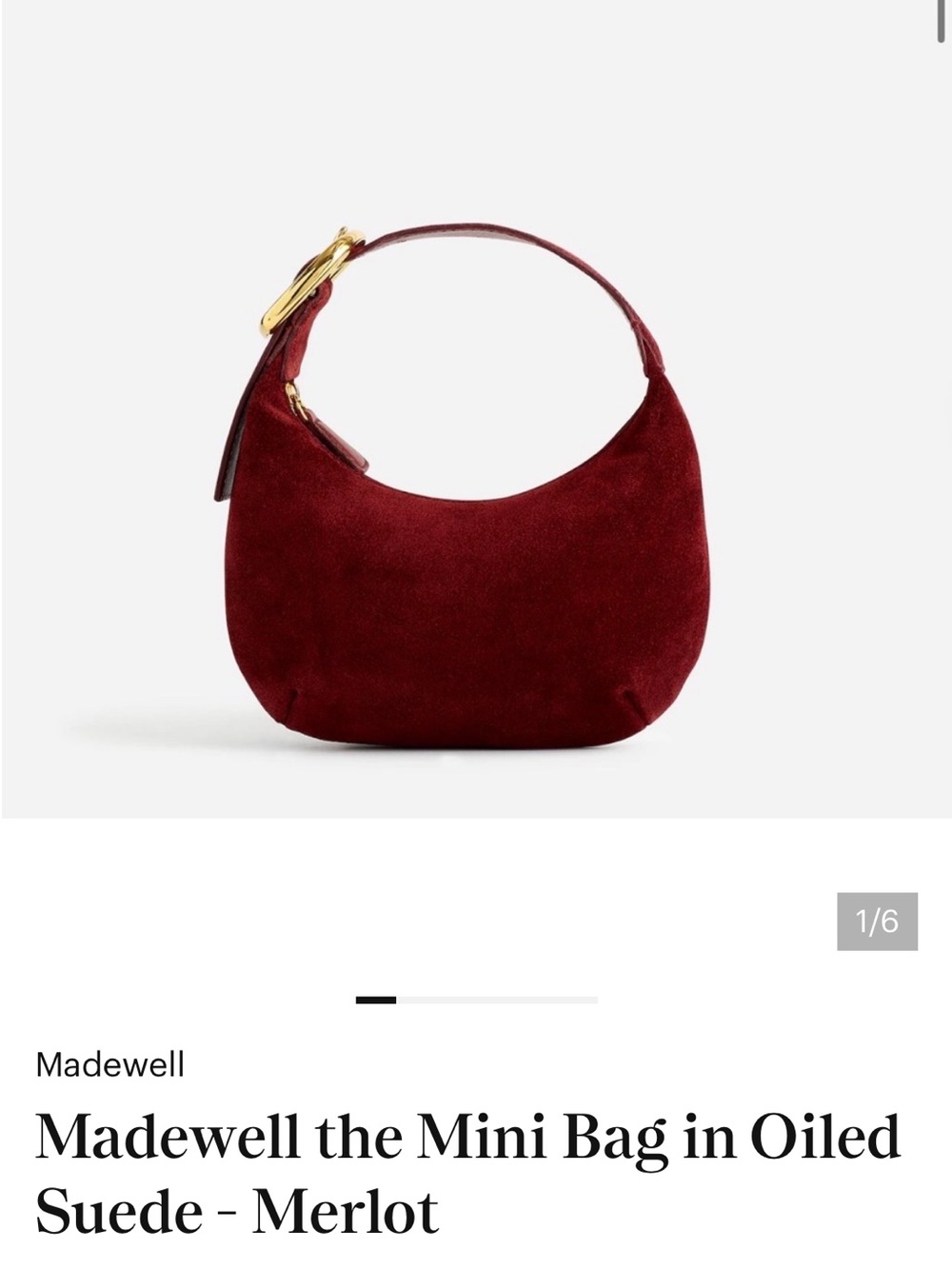 Madewell Mini Bag in Oiled Suede - Merlot with Gold Hardware